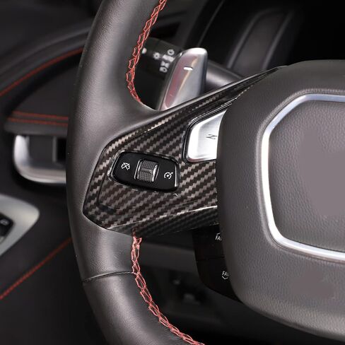CHEAYAR Steering Wheel Button Frame Cover Compatible with Chevrolet Corvette C8 2020-2023, Car Steering Wheel Panel Protection Frame Molding Trim, Carbon Fiber Pattern Accessories in Saudi Arabia