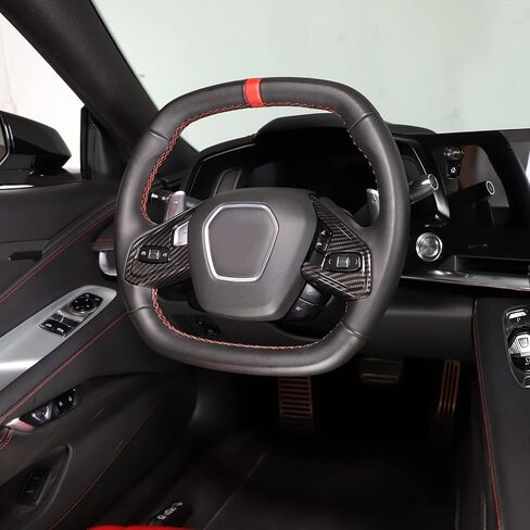CHEAYAR Steering Wheel Button Frame Cover Compatible with Chevrolet Corvette C8 2020-2023, Car Steering Wheel Panel Protection Frame Molding Trim, Carbon Fiber Pattern Accessories in Saudi Arabia