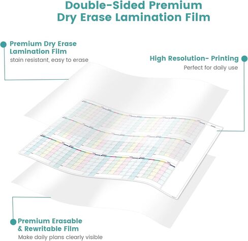 تقويم مسح جاف كبير للجدار - مسح جاف لتقويم الحائط السنوي، 57.9 بوصة × 37 بوصة، تقويم غير مؤرخ لمدة 12 شهرًا، منظم مهام مصفح قابل لإعادة الاستخدام in Kuwait