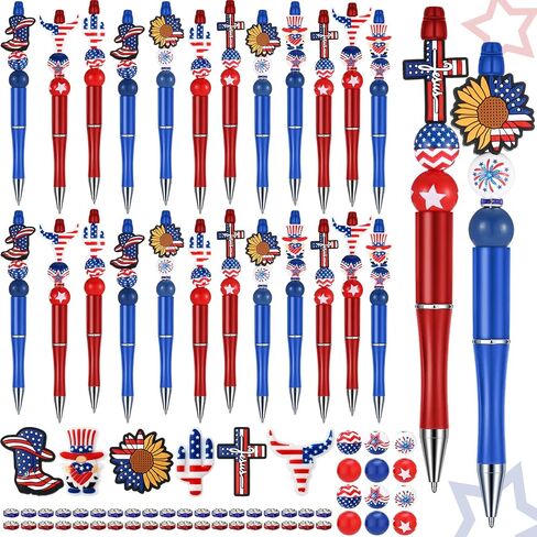 Ctosree 36 Sets Beadable Pens DIY Cute Animal Silicone Beads Beadable Pen Bead Ballpoint Pen Black Ink Bulk School Gift Pen for Office School Kid Students Halloween Thanksgiving Gift in Saudi Arabia