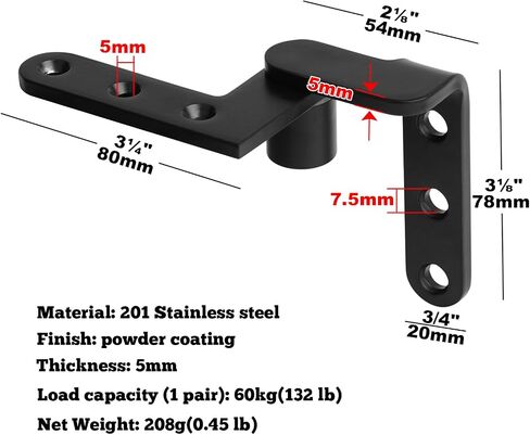 4 Pcs Black Pivot Door Hinges, Thickness 5 mm Heavy Duty 201 Stainless Steel Inset 270 Degree Shaft Offset Pivot Door Hinge for Cupboard Doors Window Door. Max Load 132lb/Pair in Saudi Arabia