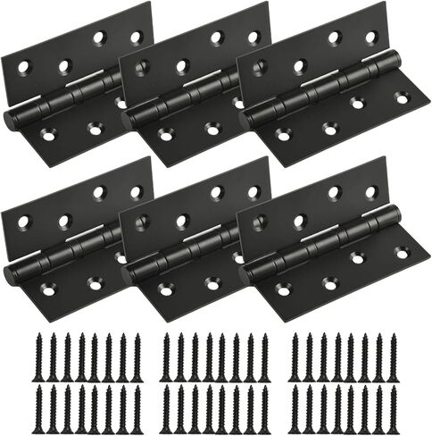 5" Ball Bearing Door Hinges Heavy Duty Stainless Steel Hinge 5 x 4 Inch Thickened 1/8" Black Hinges for Interior Exterior Doors, with Stainless Steel Screws, Matte Black,3 Pack in Saudi Arabia