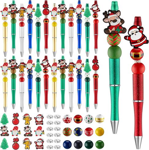 Ctosree 36 Sets Beadable Pens DIY Cute Animal Silicone Beads Beadable Pen Bead Ballpoint Pen Black Ink Bulk School Gift Pen for Office School Kid Students Halloween Thanksgiving Gift in Saudi Arabia