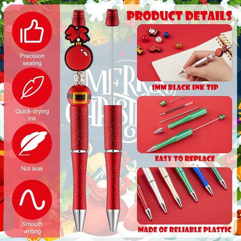 Ctosree 36 Sets Beadable Pens DIY Cute Animal Silicone Beads Beadable Pen Bead Ballpoint Pen Black Ink Bulk School Gift Pen for Office School Kid Students Halloween Thanksgiving Gift in Saudi Arabia