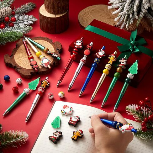 Ctosree 36 Sets Beadable Pens DIY Cute Animal Silicone Beads Beadable Pen Bead Ballpoint Pen Black Ink Bulk School Gift Pen for Office School Kid Students Halloween Thanksgiving Gift in Saudi Arabia