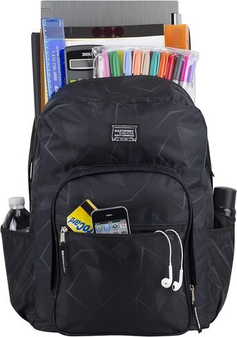 Eastsport Carry On Travel Weekender Backpack with Extra Large Main Compartment, Black Geometric Print in Saudi Arabia