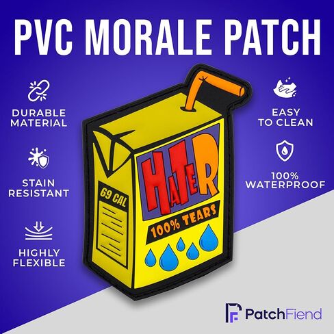 رقعة PVC مضحكة مضحكة 'Hater Tears': رقع مخصصة - رقعة مدعومة بخطاف تكتيكي لهواة جمع التصحيحات المعنوية، والعسكريين، وعشاق الميمات، رقع PVC ثلاثية الأبعاد تكتيكية in Kuwait