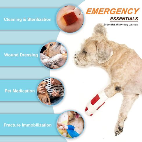 مجموعة الإسعافات الأولية للكلاب والقطط - مجموعة طوارئ صغيرة للحيوانات الأليفة، أساسيات تخييم الكلاب للمنزل والتخييم والمشي لمسافات طويلة والسفر والصيد والرياضة، كتاب أدوات الإسعافات الأولية للحيوانات الأليفة، بطانية حرارية للطوارئ in Kuwait