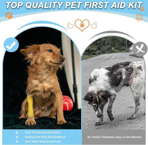 مجموعة الإسعافات الأولية للكلاب والقطط - مجموعة طوارئ صغيرة للحيوانات الأليفة، أساسيات تخييم الكلاب للمنزل والتخييم والمشي لمسافات طويلة والسفر والصيد والرياضة، كتاب أدوات الإسعافات الأولية للحيوانات الأليفة، بطانية حرارية للطوارئ in Kuwait