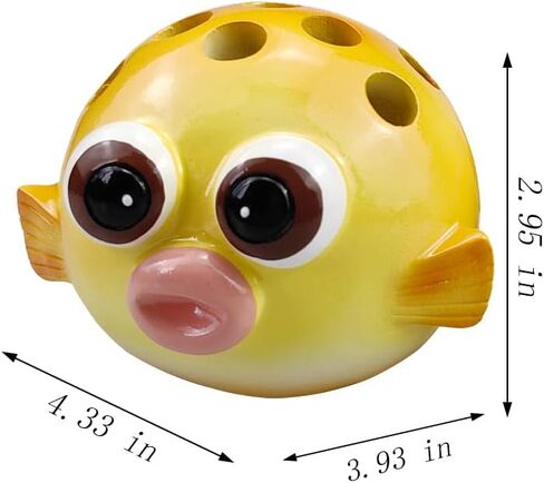 Angry Pufferfish Pen Holder with Holes, Blowfish Animal Pencil Case Desktop Office Supplies Creative Decoration, Stationery Supplies Storage Organizer Box in Saudi Arabia