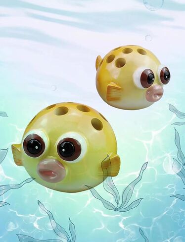 Angry Pufferfish Pen Holder with Holes, Blowfish Animal Pencil Case Desktop Office Supplies Creative Decoration, Stationery Supplies Storage Organizer Box in Saudi Arabia