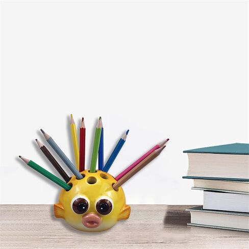 Angry Pufferfish Pen Holder with Holes, Blowfish Animal Pencil Case Desktop Office Supplies Creative Decoration, Stationery Supplies Storage Organizer Box in Saudi Arabia