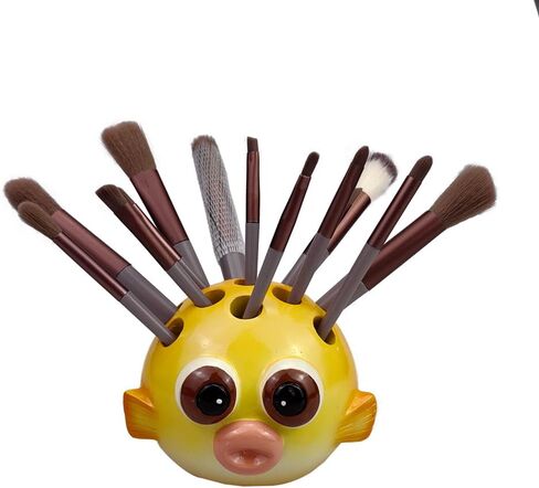 Angry Pufferfish Pen Holder with Holes, Blowfish Animal Pencil Case Desktop Office Supplies Creative Decoration, Stationery Supplies Storage Organizer Box in Saudi Arabia