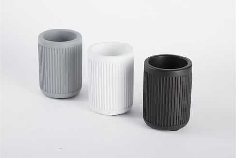 Aesthetic Charcoal Black Pen Holder for Desk - Concrete Modern Sturdy Black Pencil Holder for Desk- Cement Fluted Pen Cup Organizer - Minimalist & Modern Industrial Aesthetics to Office Decor in Saudi Arabia