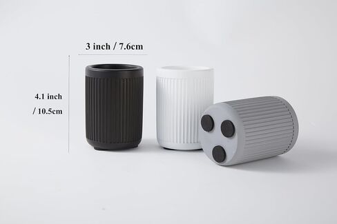 Aesthetic Charcoal Black Pen Holder for Desk - Concrete Modern Sturdy Black Pencil Holder for Desk- Cement Fluted Pen Cup Organizer - Minimalist & Modern Industrial Aesthetics to Office Decor in Saudi Arabia