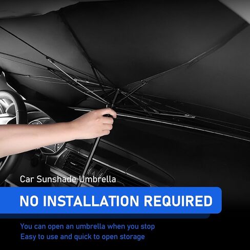 1 PC Windshield Sun Shade, 57" x 31" UV Protection Foldable Car Windshield Sun Shade Umbrella, Portable Universal Opening Design Car Accessories, Keep Your Vehicle Cool (Titanium Silver) in Saudi Arabia
