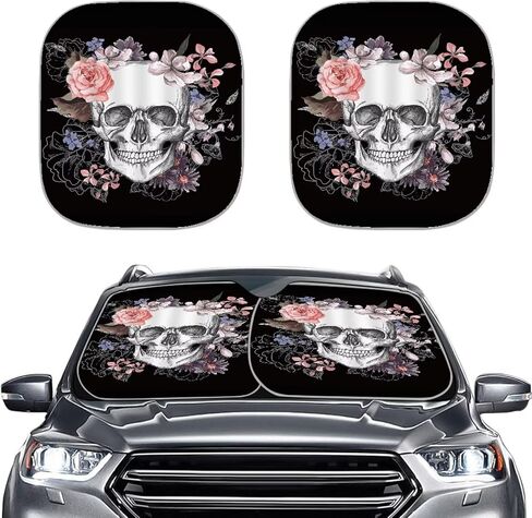 Howilath 3D Boho Cat Design Car Front Window Sunshade Protector Block Uv Rays Visor Keep Your Vehicle Cool(2Pcs/Set) in Saudi Arabia