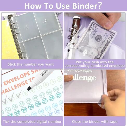 100 Envelopes Money Saving Challenge Binder - A5 Budget Binder with Cash Envelopes - $5,050 Saving Challenge Planner Book (Purple) in Saudi Arabia