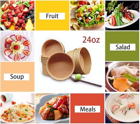 24 Oz Large Paper Bowls, 90 Pack Disposable Soup Bowls Plastic Free Party Supplies for Hot/Cold Food, Soup (24 OZ) in Saudi Arabia