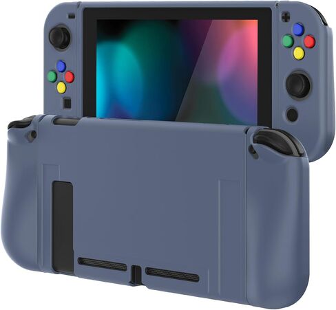 حافظة واقية سوداء من PlayVital لجهاز Nintendo Switch، غطاء حماية نحيف ناعم من مادة TPU لوحدة تحكم Nintendo Switch Joycon مع أغطية أزرار ملونة ABXY in Kuwait