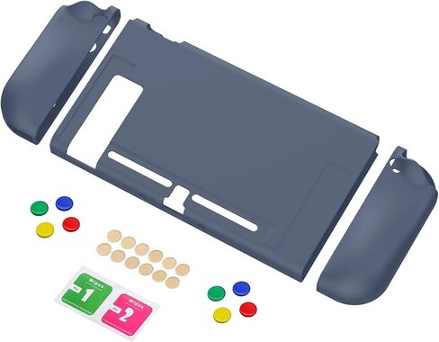 حافظة واقية سوداء من PlayVital لجهاز Nintendo Switch، غطاء حماية نحيف ناعم من مادة TPU لوحدة تحكم Nintendo Switch Joycon مع أغطية أزرار ملونة ABXY in Kuwait