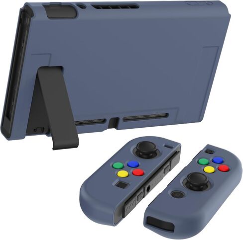 حافظة واقية سوداء من PlayVital لجهاز Nintendo Switch، غطاء حماية نحيف ناعم من مادة TPU لوحدة تحكم Nintendo Switch Joycon مع أغطية أزرار ملونة ABXY in Kuwait
