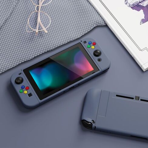 حافظة واقية سوداء من PlayVital لجهاز Nintendo Switch، غطاء حماية نحيف ناعم من مادة TPU لوحدة تحكم Nintendo Switch Joycon مع أغطية أزرار ملونة ABXY in Kuwait