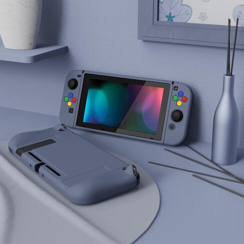 حافظة واقية سوداء من PlayVital لجهاز Nintendo Switch، غطاء حماية نحيف ناعم من مادة TPU لوحدة تحكم Nintendo Switch Joycon مع أغطية أزرار ملونة ABXY in Kuwait