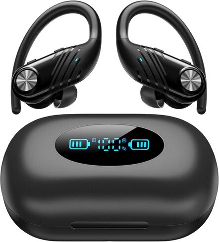 Wireless Earbuds, Bluetooth Earbuds with LED Display 1800mAh Charging Case Bluetooth 5.3 Over-Ear Earbud with Ear-Hook IPX7 Waterproof Sports Earbuds for Cell Phones, Laptops and Computers in Saudi Arabia