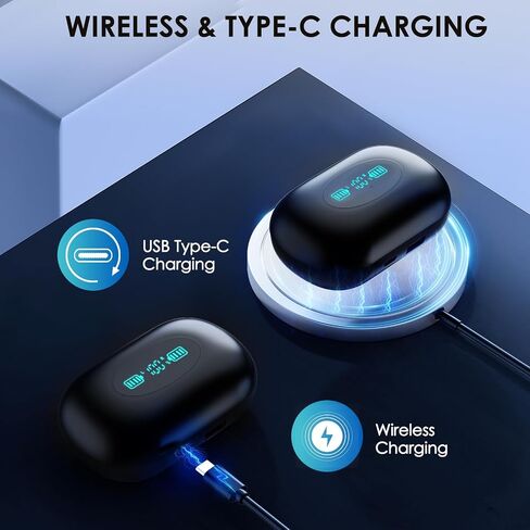 Wireless Earbuds, Bluetooth Earbuds with LED Display 1800mAh Charging Case Bluetooth 5.3 Over-Ear Earbud with Ear-Hook IPX7 Waterproof Sports Earbuds for Cell Phones, Laptops and Computers in Saudi Arabia