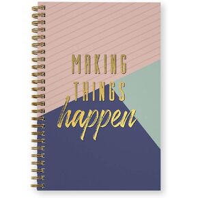Making Things Happen Spiral Notebook / 5.5" x 8.5" Journal / 120 Checklist Pages/Durable Gloss Laminated Softcover/Gold Wire-o Spiral Binding/Made in the USA