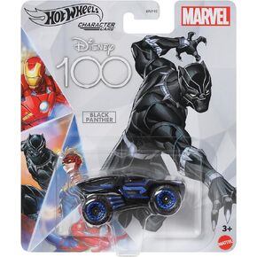 Hot Wheels Disney 100 Character Cars Black Panther, 1:64 Scale Collectible Toy Car from Marvel