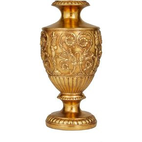 Deco 79 Polystone Decorative Vase Carved Centerpiece Vase, Flower Vase for Home Decoration 8" x 8" x 16", Gold