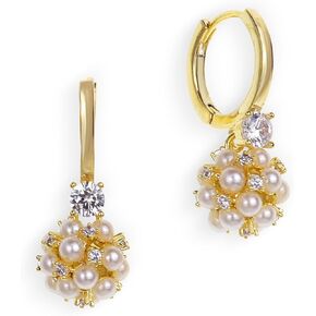 Sonateomber Small Gold Dangle Drop Hoop Huggie Earrings for Women, Statement Cute Rhinestone Earing Wedding Valentine Prom Fashion Jewelry Gift.