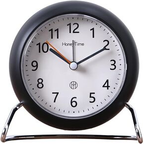 ساعة منبه تناظرية مستديرة غير موقوتة مقاس 4 بوصات من SHISEDECO، تعمل بالبطارية مع ساعة طاولة لطيفة بإضاءة خلفية، ساعة مكتب صغيرة كلاسيكية صامتة، ديكور بسيط وأنيق لغرفة المعيشة وغرفة النوم (أسود) in Kuwait