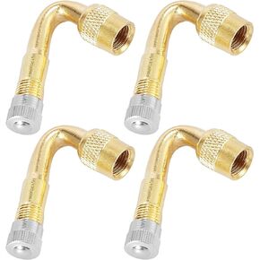 X AUTOHAUX 4pcs Metal 45 Degree Valve Stem Vacuum Tyre Valve Stem Extension Extenders Adapter for Car Motorcycle Bike Gold Tone