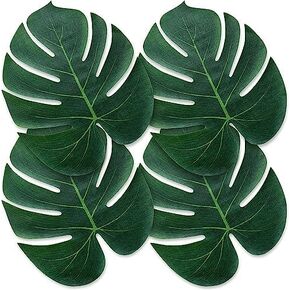 Artificial Palm Leaves,50 Pcs Big Leaf Placemat, Green Palm Leaves Party Decorations,Tropical Table Decor, Hawaiian Leaves Decor,Safari Leaves Decoration