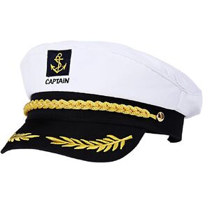Captain Hat Yacht Sailor Hat Costume Accessory Adjustable Sea Cap Navy Sailor Marine Admiral Hat for Halloween Dress Up