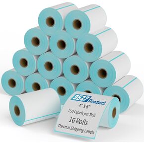 9527 Product 4" x 6" Thermal Labels for Zebra Rollo Direct Thermal Printers, 1 Roll 250 Labels Blank Direct Thermal Shipping Labels