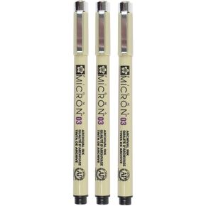 SAKURA PIGMA MICRON BLACK OPEN STOCK, PACK OF 3 PENS (03)