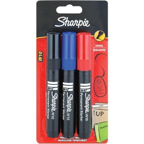 Sharpie W10 Permanent Markers, Chisel Tip, Black, 5 Count
