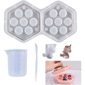 Silicone Resin Casting DND Epoxy polyhedral dice Mold Set d&d Making kit,Fillet Square Triangle Dice Mold Digital Dice Games for Families Handmade Craft Tool(7Pcs)