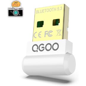 USB Bluetooth Adapter for PC - QGOO Bluetooth Dongle 5.3 EDR, Wireless Bluetooth Receiver for Desktop Computer Laptop Bluetooth Windows 8.1/10/11（white-169）