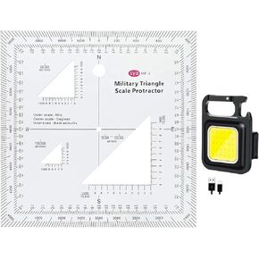 1.2mm Transparent Plastic Military UTM/MGRS Coordinate Scale Map Reading and Land Navigation Topographical Map Scale, Protractor and Grid Coordinate Reader