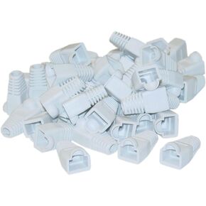 RJ45 Ethernet Network Cable Strain Relief Boots, RJ45 Boot Cover Fits Cat5, Cat5e, Cat6 Ethernet LAN Cable Connectors, 50 Pieces Per Bag, White, Cablewholesale