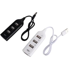 2pcs 4 Port USB 2.0 Hub Mini 4 Port Power Adapter USB Splitter Computer Accessories 4-Port Notebook Receiver Multiple Expander(black&white)