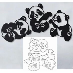 3pcs/Set Panda Metal Die Cuts, Cute Panda Animal Frame Cutting Dies Cut Stencils for DIY Scrapbooking Album Embossing Paper Dies Card Making in Kuwait