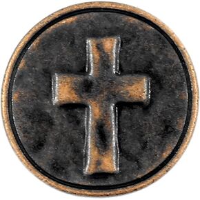 Bezelry 12 Pieces Cross Symbol Metal Shank Buttons. 20mm (3/4 inch) (Antique Brass)
