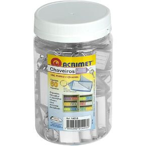 Acrimet Plastic Key Tag with Metal Ring and Label Window (Crystal Color) (60 Pack)