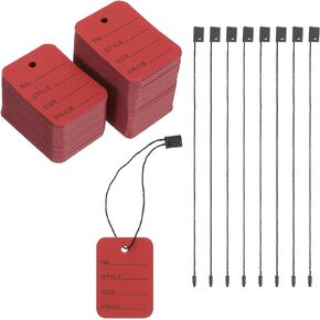 MECCANIXITY Price Tags and Hang Tag String Clothing Price Marking Tag, 2"x1.4" Pink String Tags for Clothes, Retail Store 150 Set